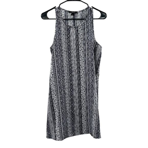 Forever 21 Navy Blue & White Paisley‎ Print Sleeveless Shift Mini Dress Size S - Picture 1 of 8